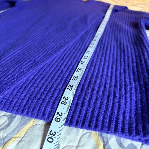 Athleta Wool, Cashmere Purple Azalea Chunky Mock Neck Cross over Sweater, Medium - Picture 9 of 11